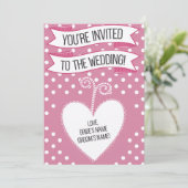 ピンク水玉模様結婚式招待状 招待状 (スタンド正面)