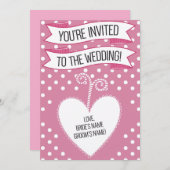 ピンク水玉模様結婚式招待状 招待状 (正面/裏面)