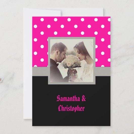 ピンク水玉模様結婚式招待状 招待状 (裏面)