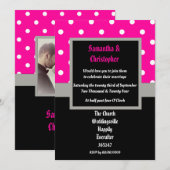 ピンク水玉模様結婚式招待状 招待状 (正面/裏面)