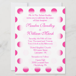 ピンク水玉模様結婚式招待状 招待状