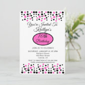 ピンク水玉模様誕生日パーティーの招待 招待状 (スタンド正面)