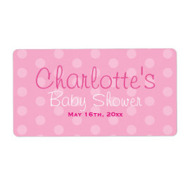 ピンク水玉模様赤ちゃんシャワー水瓶ラベル ラベル