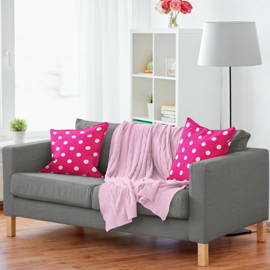 ピンク水玉模様 クッション