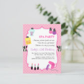 ピンク水玉模様、スパ誕生日パーティーの招待 招待状 (スタンド正面)