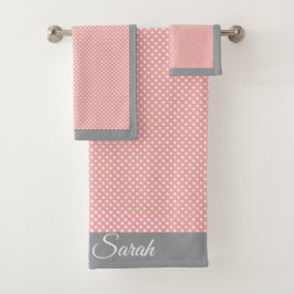 ピンク水玉模様 バスタオルセット