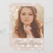 ピンク水玉模様 | 写真の卒業発表 招待状 (正面/裏面)