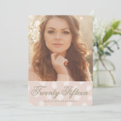 ピンク水玉模様 | 写真の卒業発表 招待状 (スタンド正面)