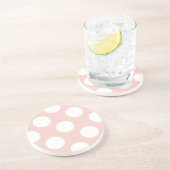 ピンク水玉模様、水玉模様パターン、ドット点々のある、 コースター (側面)