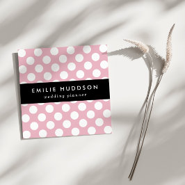 ピンク水玉模様、水玉模様パターン、ドット点々のある、 スクエア名刺