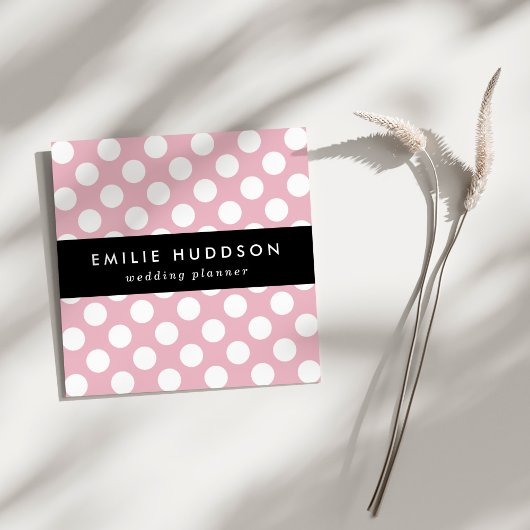 ピンク水玉模様、水玉模様パターン、ドット点々のある、 スクエア名刺