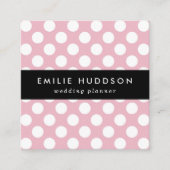 ピンク水玉模様、水玉模様パターン、ドット点々のある、 スクエア名刺 (正面)