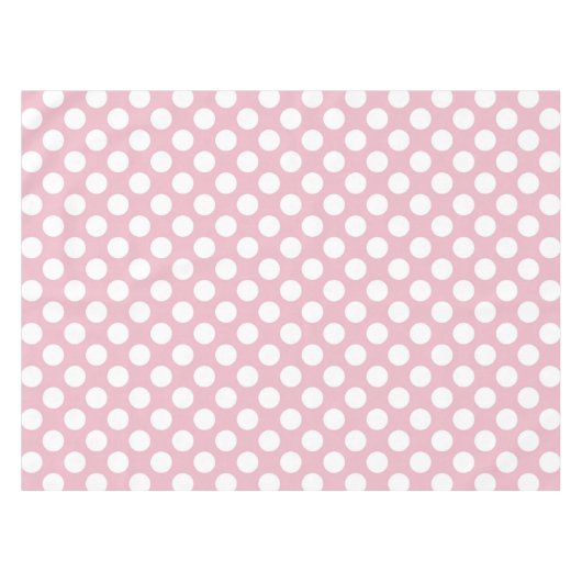 ピンク水玉模様、水玉模様パターン、ドット点々のある、 テーブルクロス (正面(横))