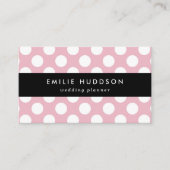 ピンク水玉模様、水玉模様パターン、ドット点々のある、 名刺 (正面)
