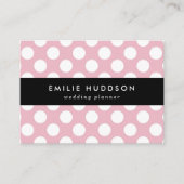 ピンク水玉模様、水玉模様パターン、ドット点々のある、 名刺 (正面)