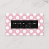 ピンク水玉模様、水玉模様パターン、ドット点々のある、 名刺 (正面)