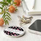 ピンク水玉模様、水玉模様パターン、ドット、甘い16 キーホルダー (側面)