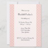 ピンク水玉模様、水玉模様パターン、ドット、誕生日 招待状 (正面)