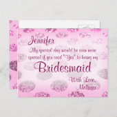 ピンク水玉模様 | 私の花嫁のメイドになってくれない? インビテーションポストカード (正面/裏面)