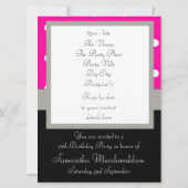 ピンク水玉模様sweet sixteen 招待状 (裏面)