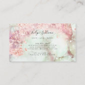 ピンク水色バラ金ゴールドグリッター名刺 名刺 (裏面)