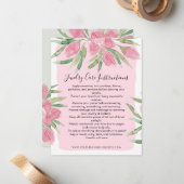 ピンク水色開花フローラジュエリー気にカード ノートカード (正面/裏面インサイチュ)