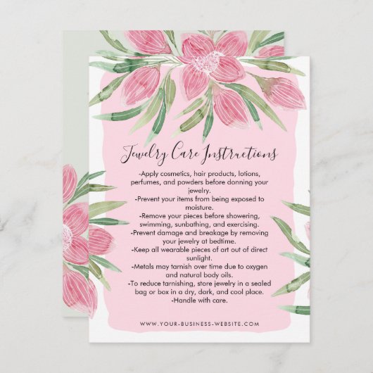 ピンク水色開花フローラジュエリー気にカード ノートカード (正面/裏面)