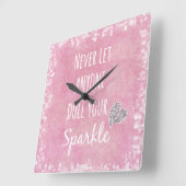 ピンク決してあなたの輝きの引用文を鈍くする スクエア壁時計 (傾斜)