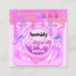 ピンク洗濯洗浄サービスQRコード スクエア名刺