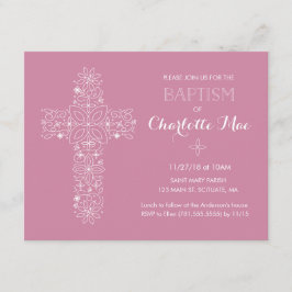 ピンク洗礼招待状- 4.25インチx 5.5インチ招待状 招待状