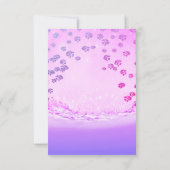 ピンク海ブライダルスウィート16番目のフローラ紙吹雪波 招待状 (裏面)