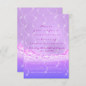 ピンク海ブライダルスウィート16thスパーク紙吹雪波 招待状 (正面/裏面)