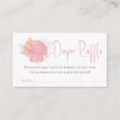 ピンク海ボホガール赤ちゃんシャワーおむつラッフル エンクロージャーカード (正面)