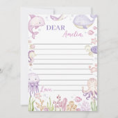 ピンク海動物パーティータイムカプセルメッセージカード サンキューカード (正面)