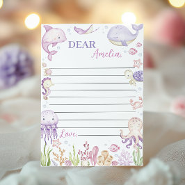 ピンク海動物パーティータイムカプセルメッセージカード サンキューカード