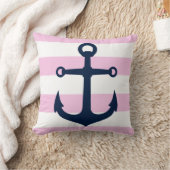 ピンク海軍ラグビーのいかりの枕 クッション (ブランケット)