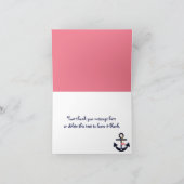 ピンク海軍航海のないかりはメッセージカード感謝していしています サンキューカード (内部)