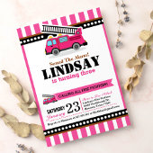 ピンク消防車の誕生日パーティーへの招待 招待状