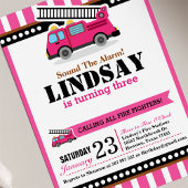 ピンク消防車の誕生日パーティーへの招待 招待状