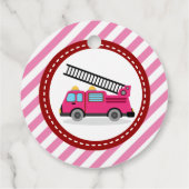ピンク消防車トラック誕生日ベビーシャワー フェイバータグ (裏面)