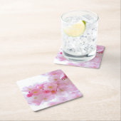 ピンク淡い色のさくらんぼの花 スクエアペーパーコースター (インサイチュ)