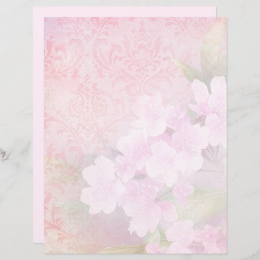 ピンク淡い色のさくらんぼブロッサムスクラップブック紙 (正面/裏面)