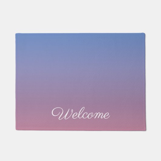ピンク淡い色のとブルーのグラデーショングラデーション ドアマット (正面)