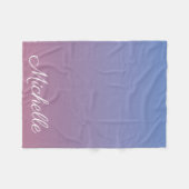 ピンク淡い色のとブルーのグラデーショングラデーション フリースブランケット (正面(横))