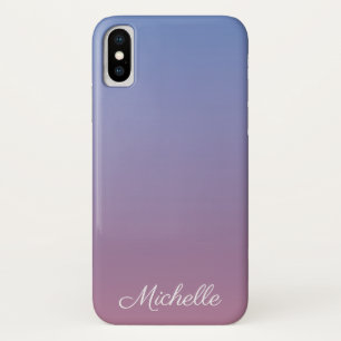 ピンク淡い色のとブルーのグラデーショングラデーション iPhone X ケース