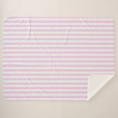 ピンク淡い色のとホワイトキャンディストライプー シェルパブランケット (正面(横))