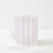 ピンク淡い色のとホワイトキャンディストライプー フロストグラスマグカップ (正面左)