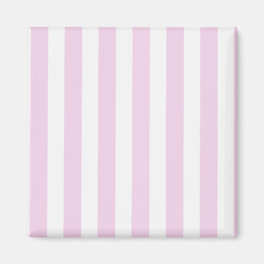 ピンク淡い色のとホワイトキャンディストライプー マグネット (正面)