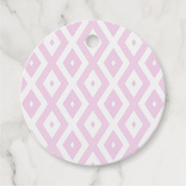 ピンク淡い色のと白のダイヤモンドパターン フェイバータグ