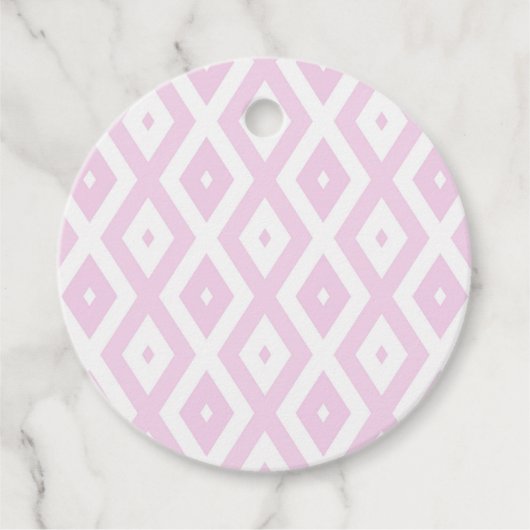 ピンク淡い色のと白のダイヤモンドパターン フェイバータグ (正面)